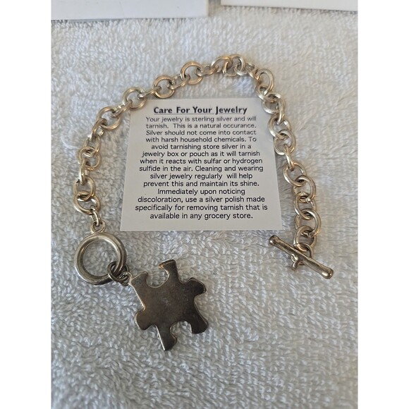 Sterling Silver Puzzle Piece Bracelet - Picture 1 of 6